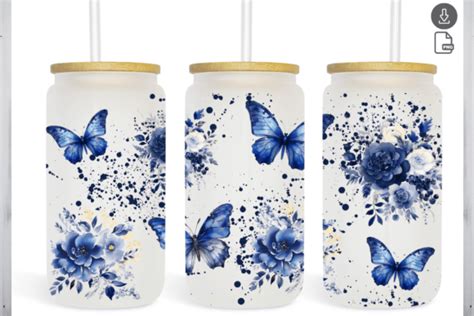 Floral Watercolor Flowers Blue Oz Can Graphic By Sasikharn