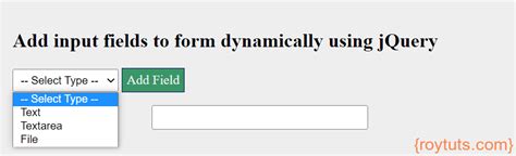 Add Input Fields To Form Dynamically Using Jquery Roy Tutorials