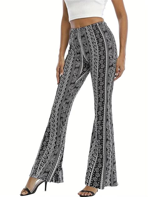 Floral Print Flare Leg Pants Boho Pants Spring Summer Temu