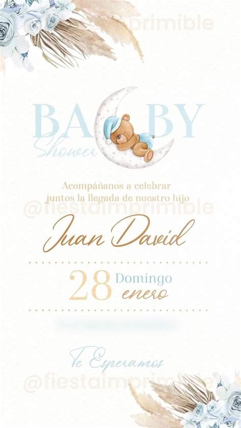 Invitacion Digital Animada De Baby Shower Osito En Invitaciones