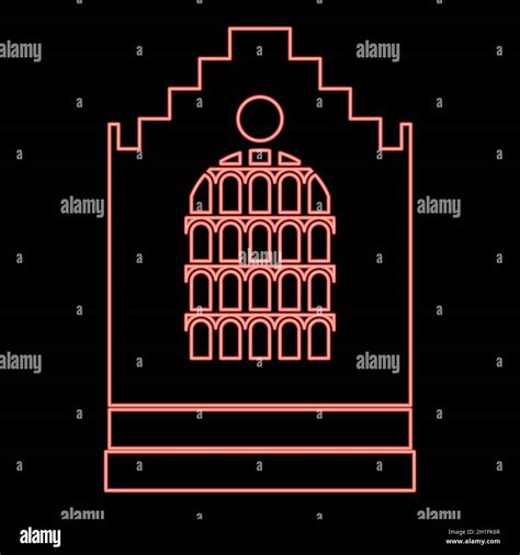 Neon Church Building Red Color Vector Illustration Flat Style Light Image Stock Vector Image