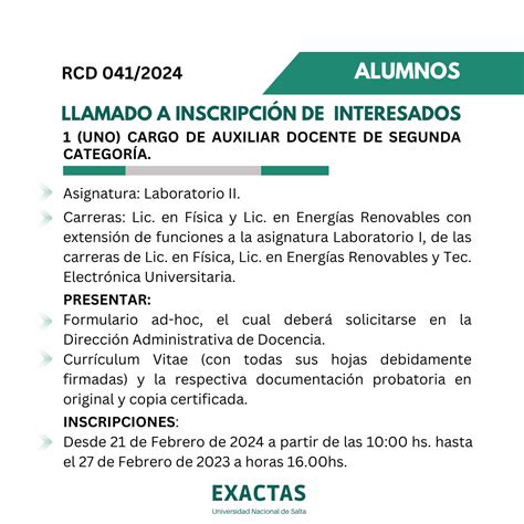 LLAMADO A INSCRIPCIÓN DE INTERESADOS A CUBRIR 1 UNO CARGO DE AUXILIAR