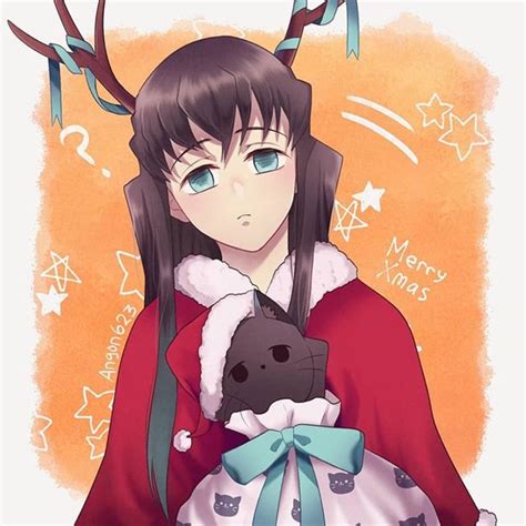 Anime Character With Stuffed Animal Cute Christmas Wallpaper