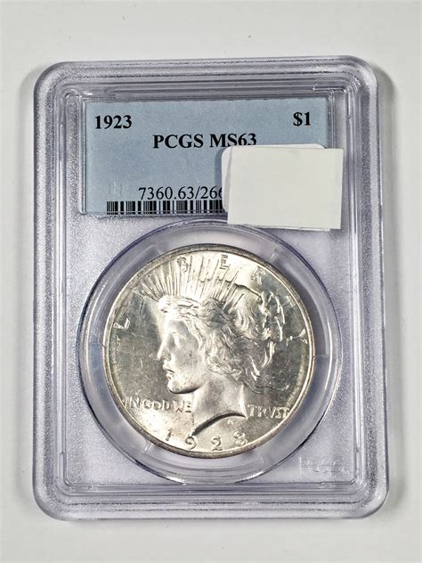 1923 Peace Silver Dollar Graded Ms63 By Pcgs Property Room