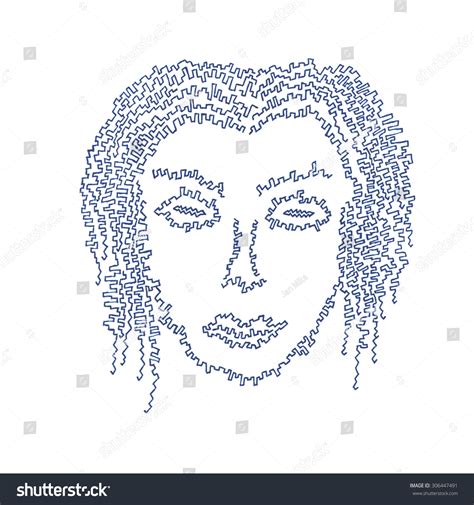 Cyborg Female Face Handdrawn Illustration Stock Illustration 306447491 ...