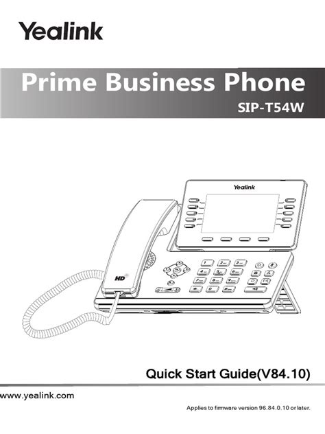 Yealink Sip T54w Quick Start Guide V84 10 Pdf Ip Address Voicemail