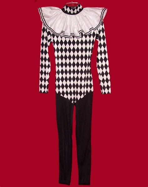 Harlequin Clown Costume With Collar Unitard Catsuit Bodysuit