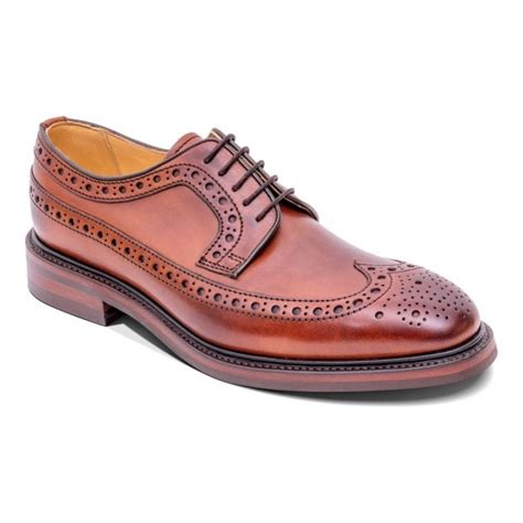 Mens Pickering Chestnut Calf Leather Lace Up Derby Brogue Shoes 486036