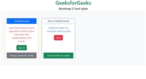 Bootstrap 5 Card Styles Geeksforgeeks