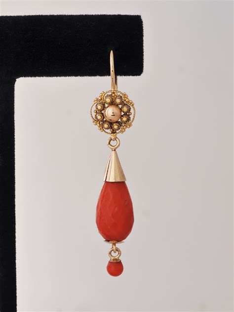 Georgian Gold And Carved Coral Earrings Sellingantiques Co Uk