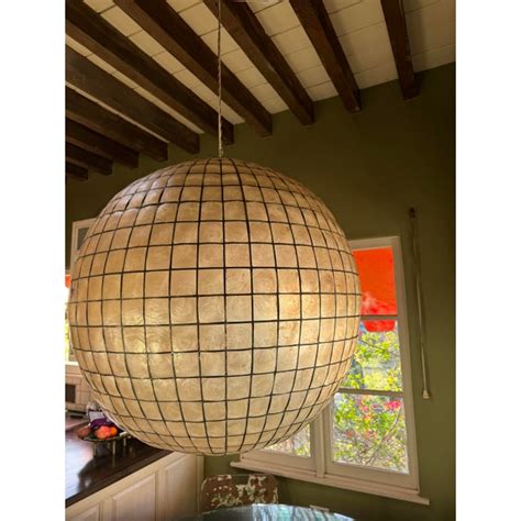 Capiz Shell Globe Pendant Light Chairish