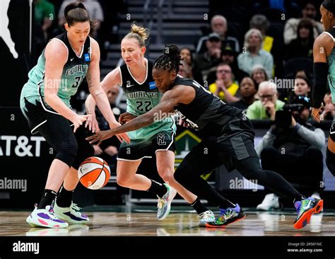 Seattle Storm Guard Jewell Loyd 24 Reaches For The Ball Against New