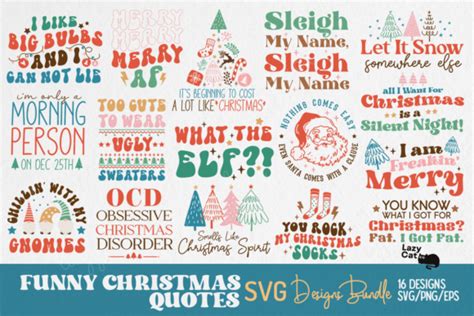 Funny Christmas Quotes Svg Bundle Graphic By Lazy Cat · Creative Fabrica