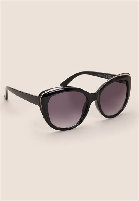 Womens Black Cats Eye Sunglasses Peacocks