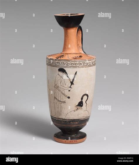 Terracotta Lekythos Oil Flask Bc By Ancient Greek Pottery Stock