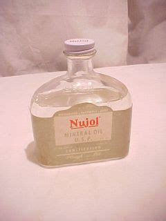 Vintage Nujol Mineral Oil 8 Fluid oz Glass Jar