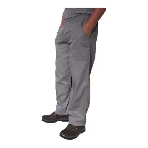 Calça De Brim Para Uniforme - Calça de Brim Cinza para Uniforme Profissional com Ajuste Elástico e ...