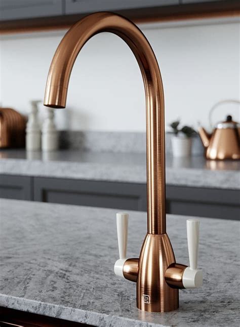 The Tap Factory Vibrance 2 Copper And Ivory Cruciform Mono Kitchen Sink