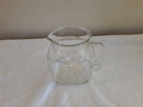 Vintage Federal Glass Square Glass Milk Pitcher With Starburst Etsy