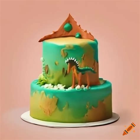 Two Layer Dinosaur Themed Cake