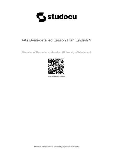 4as Semi Detailed Lesson Plan English 9 Pdf