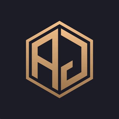 Elegante letra hexagonal AJ Diseño inicial del logotipo de lujo AJ