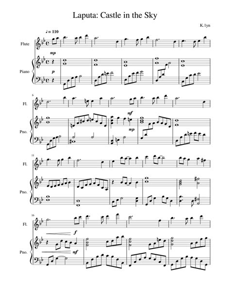 Laputa： Castle in the Sky Sheet music for Piano, Flute (Solo ...