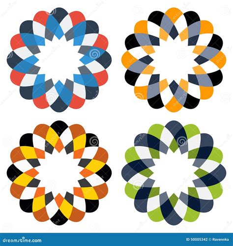 Collection Of 4 Colorful Isolated Ornaments Stock Vector Illustration