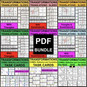 TRANSFORMATIONS Rotate Reflect Translate Dilate Combinations BUNDLE