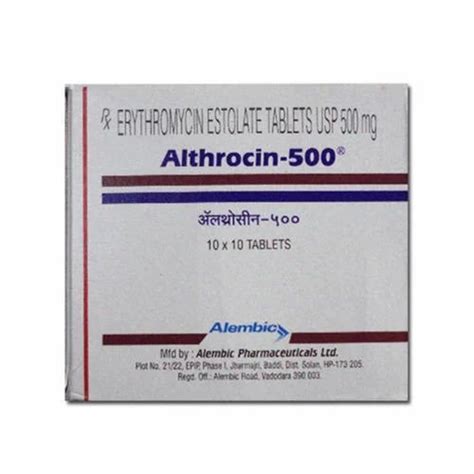 Erythromycin Estolate Tablets 500mg Althrocin 500mg At Rs 9 Box