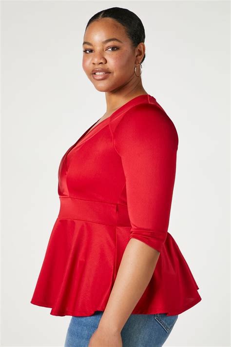 Plus Size Surplice Peplum Top Forever21us