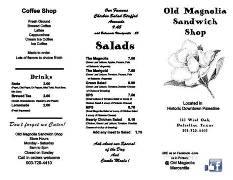 Online Menu of Old Magnolia Coffee Shop, Palestine, TX