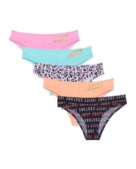 Juicy Couture Synthetic 5 Pack Logo Bikini Panties Lyst Uk