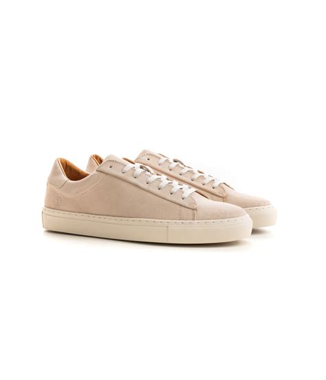 Baskets basses en cuir nubuck beige pour homme Marque de qualité