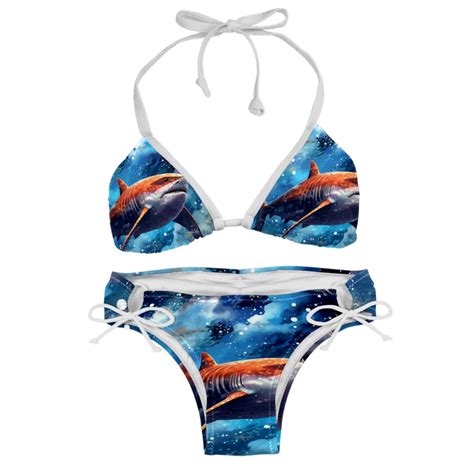 Starry Shark Stylish Bikini Set With Detachable Sponge And Adjustable