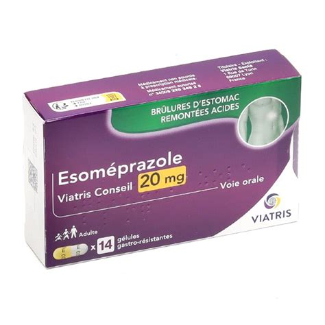 Esoméprazole 20 Mg Viatris Medicament Estomac Reflux Antiacide