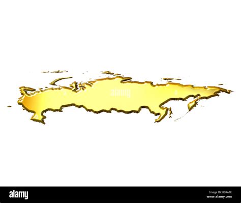 Russia 3d Golden Map Isolated In White Stock Photo Alamy
