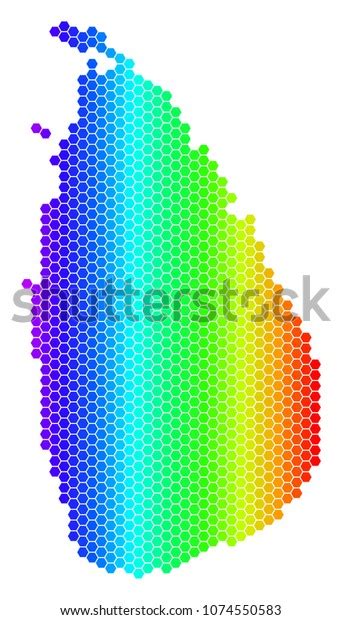 Spectrum Hexagonal Sri Lanka Island Map Stock Vector Royalty Free