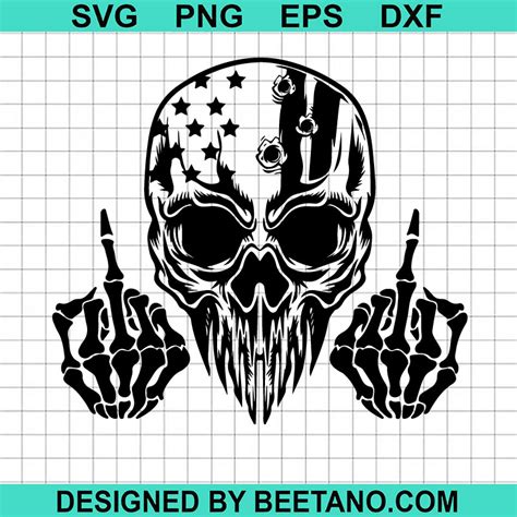 Us Flag Skull Middle Finger SVG Skull American Flag SVG American Skull SVG Fuck Skull SVG