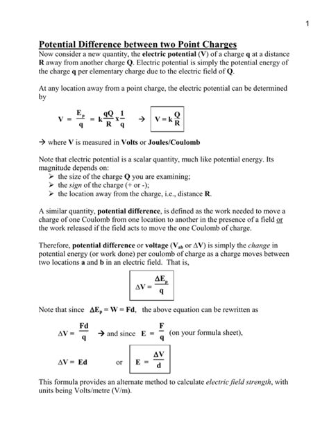 Potential Difference Between Two Point Charges