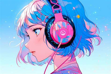 Premium Ai Image Beautiful Anime Girl Listening To Lofi Hip Hop Music