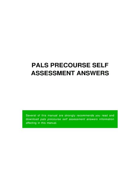 Fillable Online Pals Precourse Self Assessment Answers Fax Email Print