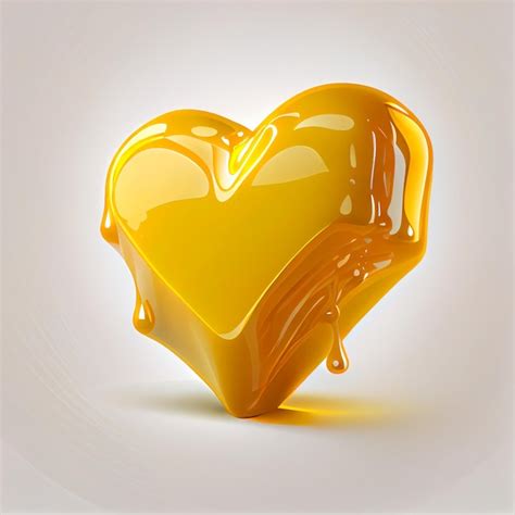 Bonita ilustración de corazón amarillo con fondo aislado Foto Premium