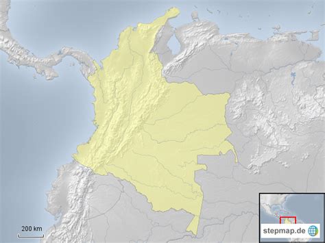 StepMap Kolumbien blanko Landkarte für Südamerika