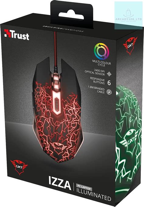 Trust Gaming GXT 105 Izza Illuminated Gaming Mouse 800 2400 DPI 6