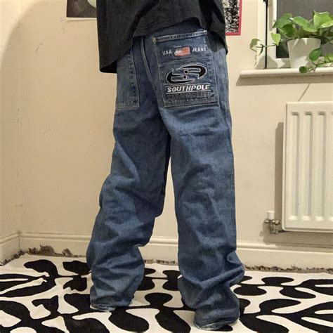 Southpole Embroidered Baggy Jeans Super Sick Depop