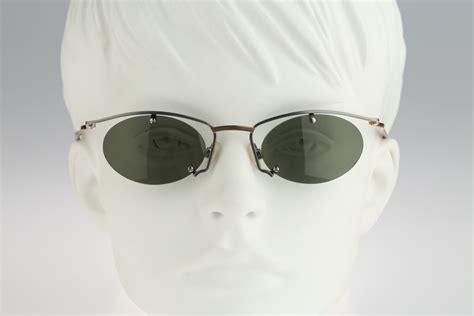 Steampunk Sunglasses Robert Rudger 1560 175 27 Vintage 90s Unique Crazy Semi Rimless Small