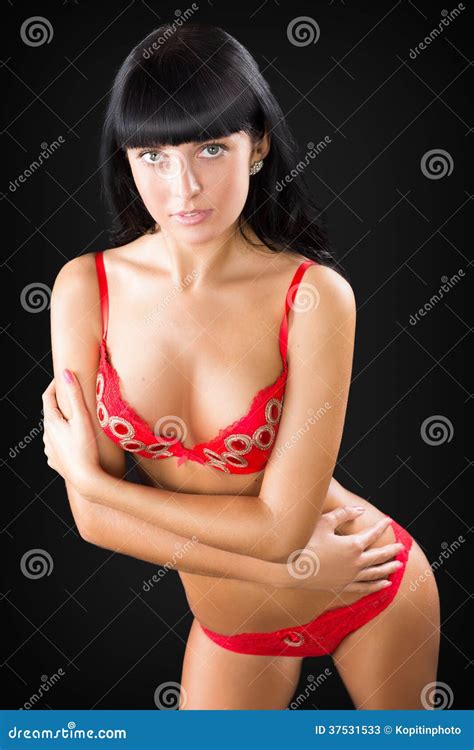 Sexy Vrouw In Kanten Lingerie Stock Afbeelding Image Of Mooi Borsten