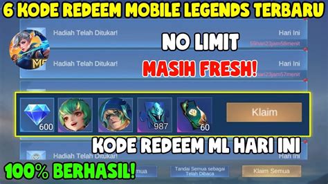 BURUAN REDEEM 6 KODE REDEEM ML TERBARU KODE REDEEM MOBILE LEGENDS KODE