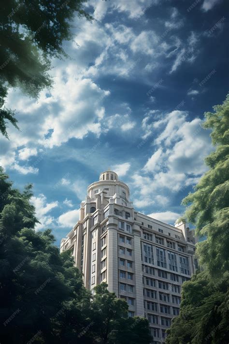 Premium Photo Classic Building Near Park On Sky Background